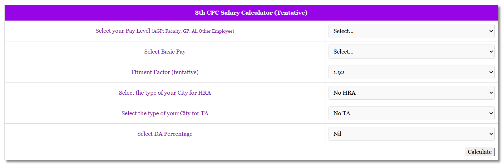 8th-pay-commission-salary-calculator-interface